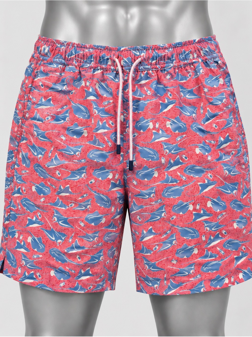 Peter Millar Men’s Medium NWT Red Blue Fish Print Swim Trunks Board Shorts